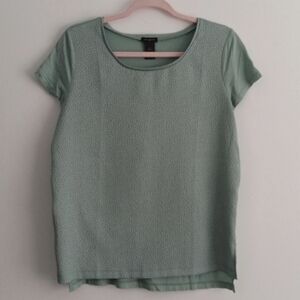 Ann Taylor Factory Scoop Neck Mixed Material Tee Shirt #2154